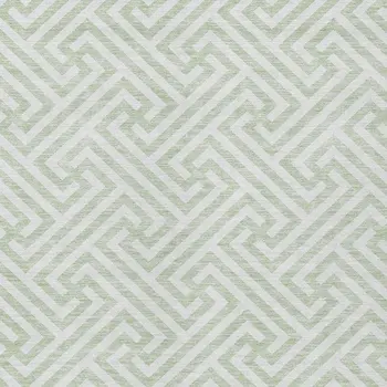 3' X 5' Mint Green Artichoke Green And Ivory Geometric Washable Indoor Outdoor Area Rug