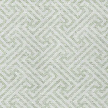 5' X 8' Mint Green Artichoke Green And Ivory Geometric Washable Indoor Outdoor Area Rug