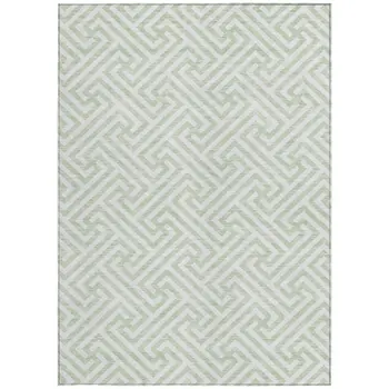 10' X 14' Mint Green Artichoke Green And Ivory Geometric Washable Indoor Outdoor Area Rug