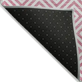 3' X 5' Pink And Ivory Geometric Washable Indoor Outdoor Area Rug