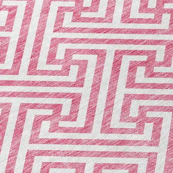 3' X 5' Pink And Ivory Geometric Washable Indoor Outdoor Area Rug