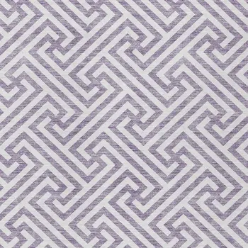 3' X 5' Purple And Ivory Geometric Washable Indoor Outdoor Area Rug