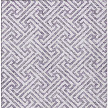 5' X 8' Purple And Ivory Geometric Washable Indoor Outdoor Area Rug