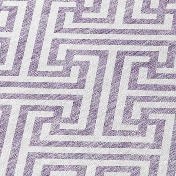 5' X 8' Purple And Ivory Geometric Washable Indoor Outdoor Area Rug