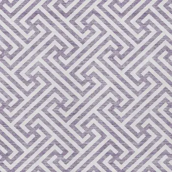 9' X 12' Purple And Ivory Geometric Washable Indoor Outdoor Area Rug