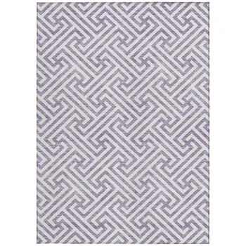 10' X 14' Purple And Ivory Geometric Washable Indoor Outdoor Area Rug