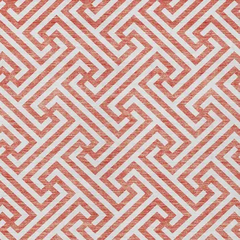 5' X 8' Salmon And Ivory Geometric Washable Indoor Outdoor Area Rug