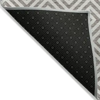 5' X 8' Taupe And Ivory Geometric Washable Indoor Outdoor Area Rug