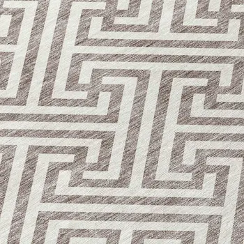 5' X 8' Taupe And Ivory Geometric Washable Indoor Outdoor Area Rug
