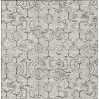 10' X 14' Beige And Brown Geometric Washable Indoor Outdoor Area Rug