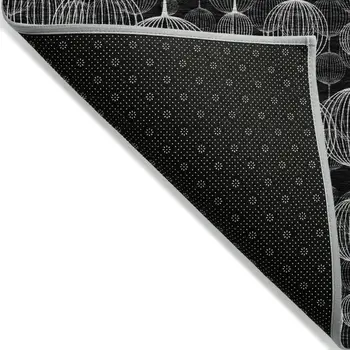 5' X 8' Black Charcoal And Ivory Geometric Washable Indoor Outdoor Area Rug