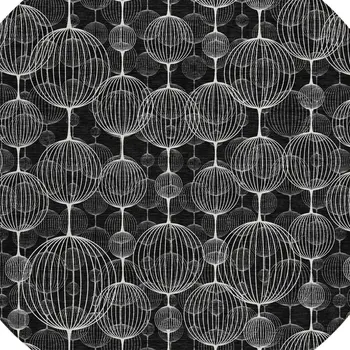8' Black Charcoal And Ivory Round Geometric Washable Indoor Outdoor Area Rug