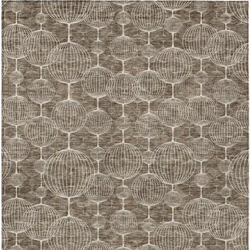3' X 5' Chocolate And Beige Geometric Washable Indoor Outdoor Area Rug