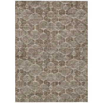 3' X 5' Chocolate And Beige Geometric Washable Indoor Outdoor Area Rug