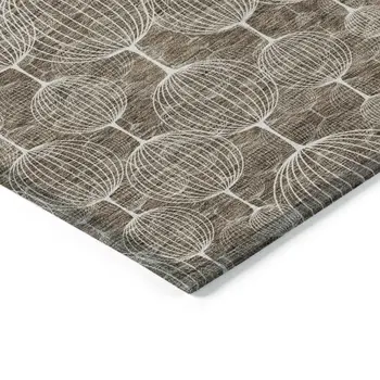 5' X 8' Chocolate And Beige Geometric Washable Indoor Outdoor Area Rug