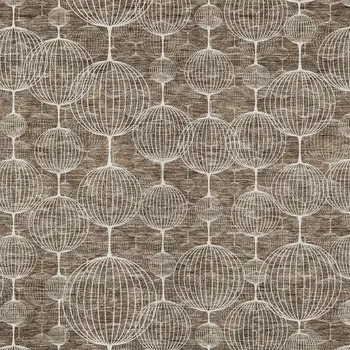5' X 8' Chocolate And Beige Geometric Washable Indoor Outdoor Area Rug