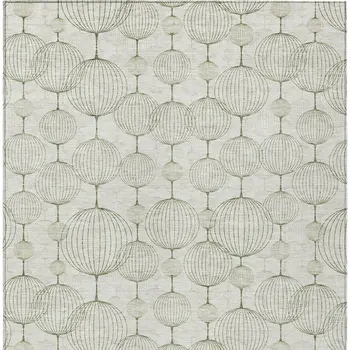 8' X 10' Green And Beige Geometric Washable Indoor Outdoor Area Rug