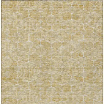 8' X 10' Gold Ivory And Beige Geometric Washable Indoor Outdoor Area Rug