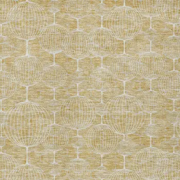 8' X 10' Gold Ivory And Beige Geometric Washable Indoor Outdoor Area Rug