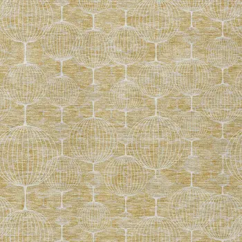 9' X 12' Gold Ivory And Beige Geometric Washable Indoor Outdoor Area Rug