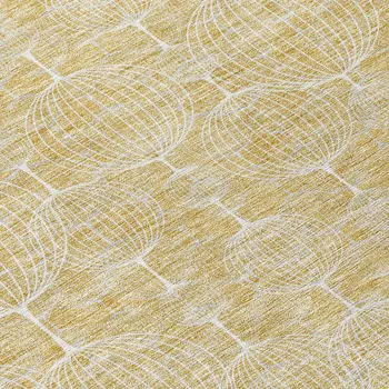 9' X 12' Gold Ivory And Beige Geometric Washable Indoor Outdoor Area Rug