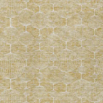 10' X 14' Gold Ivory And Beige Geometric Washable Indoor Outdoor Area Rug