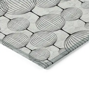 5' X 8' Graphite Gray And Silver Geometric Washable Indoor Outdoor Area Rug