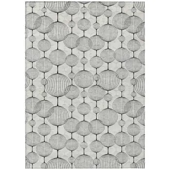 9' X 12' Graphite Gray And Silver Geometric Washable Indoor Outdoor Area Rug