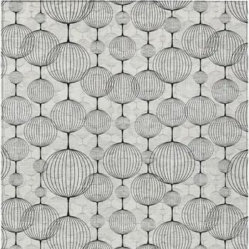 8' X 10' White Gray And Silver Geometric Washable Indoor Outdoor Area Rug
