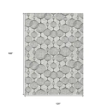 10' X 14' White Gray And Silver Geometric Washable Indoor Outdoor Area Rug
