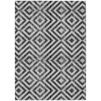 3' X 5' Black Gray And Silver Geometric Washable Indoor Outdoor Area Rug