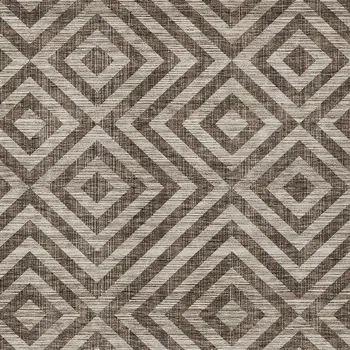 5' X 8' Brown Taupe And Beige Geometric Washable Indoor Outdoor Area Rug