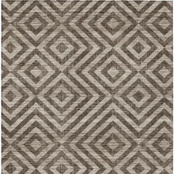 9' X 12' Brown Taupe And Beige Geometric Washable Indoor Outdoor Area Rug