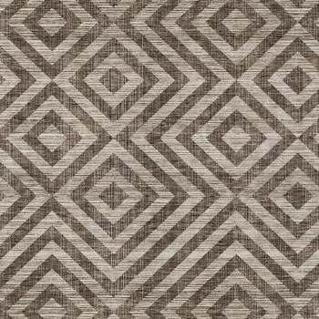 9' X 12' Brown Taupe And Beige Geometric Washable Indoor Outdoor Area Rug