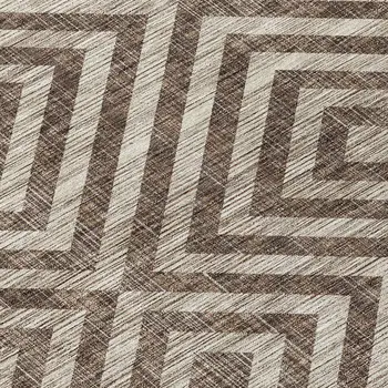 9' X 12' Brown Taupe And Beige Geometric Washable Indoor Outdoor Area Rug