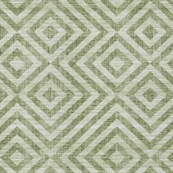 3' X 5' Green And Beige Geometric Washable Indoor Outdoor Area Rug