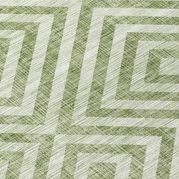 3' X 5' Green And Beige Geometric Washable Indoor Outdoor Area Rug