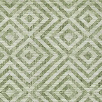 5' X 8' Green And Beige Geometric Washable Indoor Outdoor Area Rug