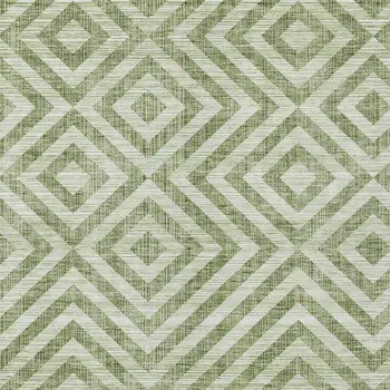 8' X 10' Green And Beige Geometric Washable Indoor Outdoor Area Rug