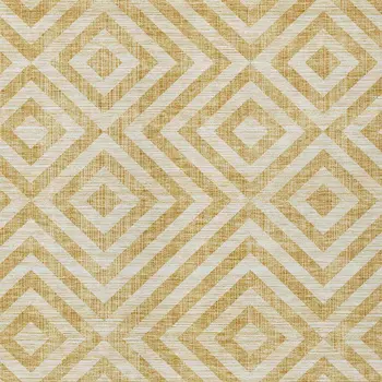 3' X 5' Gold Beige And Ivory Geometric Washable Indoor Outdoor Area Rug