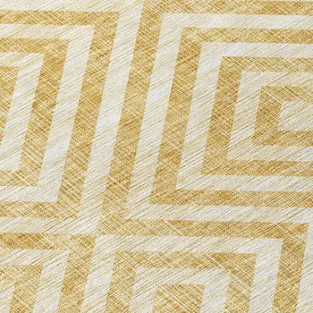 8' X 10' Gold Beige And Ivory Geometric Washable Indoor Outdoor Area Rug