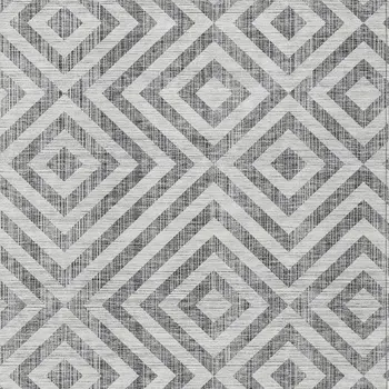 5' X 8' Gray Silver And Ivory Geometric Washable Indoor Outdoor Area Rug