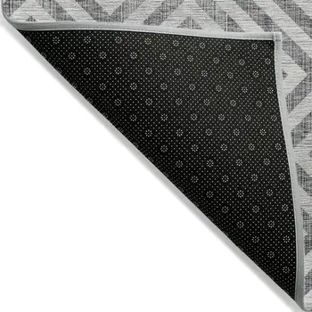 8' X 10' Gray Silver And Ivory Geometric Washable Indoor Outdoor Area Rug