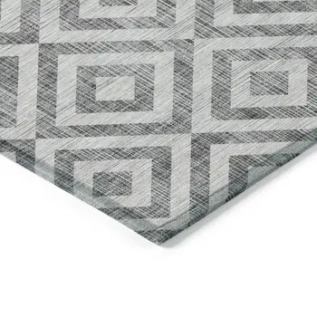 8' X 10' Gray Silver And Ivory Geometric Washable Indoor Outdoor Area Rug