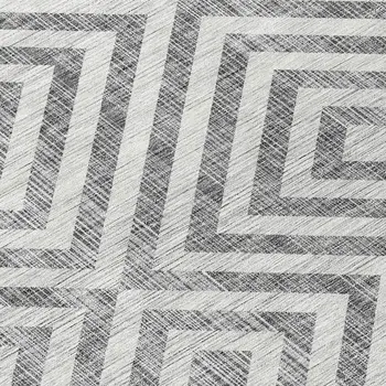 9' X 12' Gray Silver And Ivory Geometric Washable Indoor Outdoor Area Rug