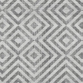 10' X 14' Gray Silver And Ivory Geometric Washable Indoor Outdoor Area Rug