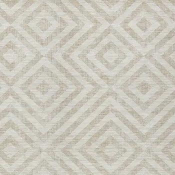 10' X 14' Ivory And Beige Geometric Washable Indoor Outdoor Area Rug