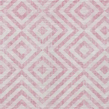 8' X 10' Pink And Ivory Geometric Washable Indoor Outdoor Area Rug