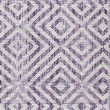 3' X 5' Purple And Ivory Geometric Washable Indoor Outdoor Area Rug
