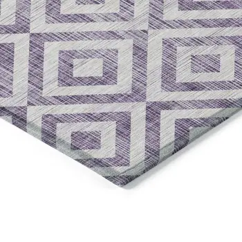 8' X 10' Purple And Ivory Geometric Washable Indoor Outdoor Area Rug